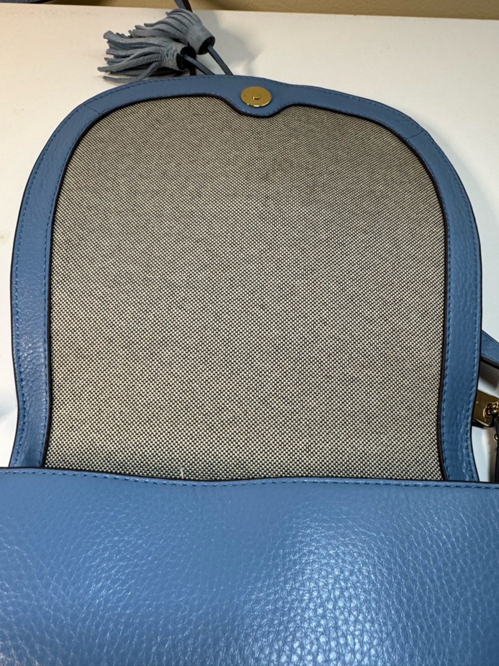 Vince Camuto Ancel Flap Crossbody Suede and Leather - Blue Haven - Picture 10 of 13